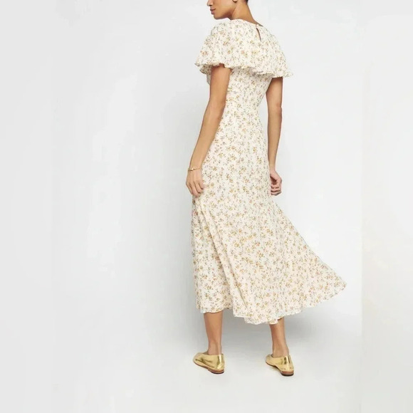 New Reformation Bronwen Capelet Midi Dress in Adagio Ditzy Floral Size 8 B1918 - Picture 3 of 8